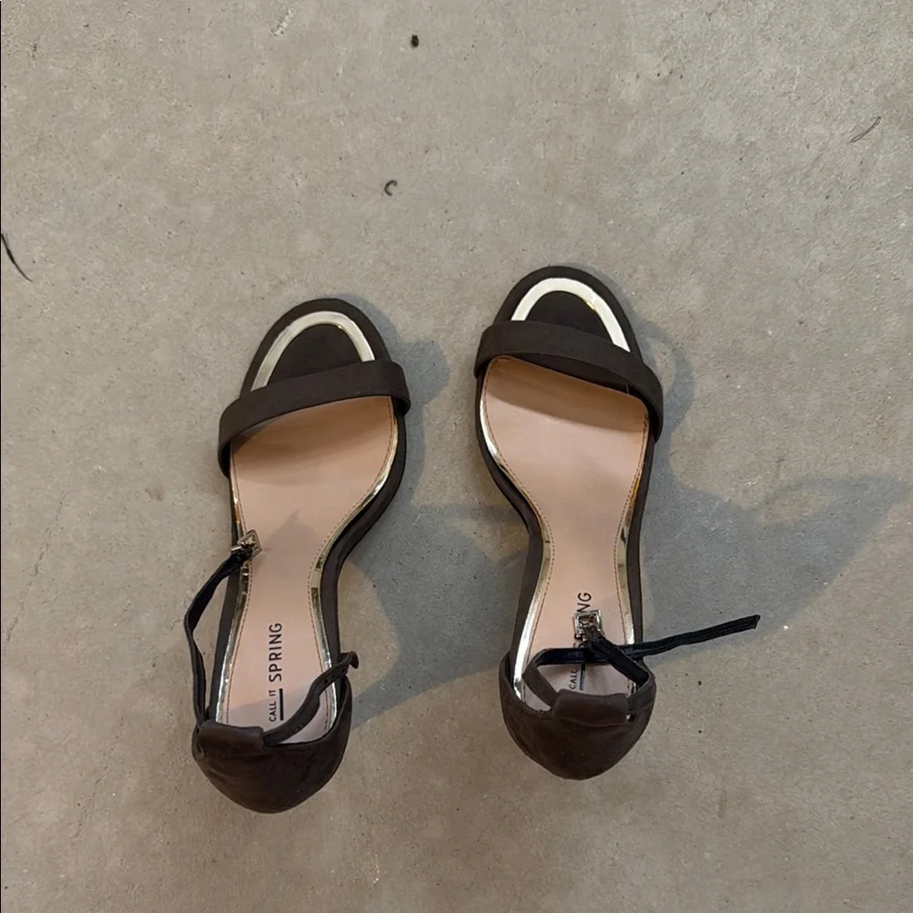 Call It Spring Women's Black Heel Sandals with Ankle Strap